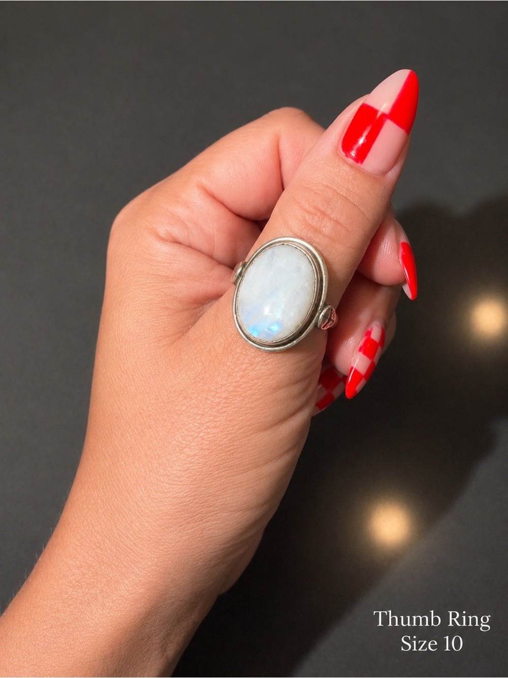 NWOT Boho-Magic Moonstone Sterling Silver Thumb Ring Size 10